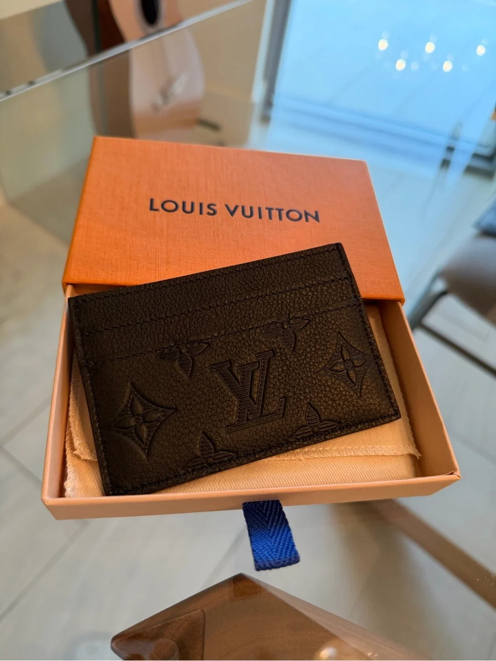 Louis Vuitton Black Monogram Shadow Double Card Holder